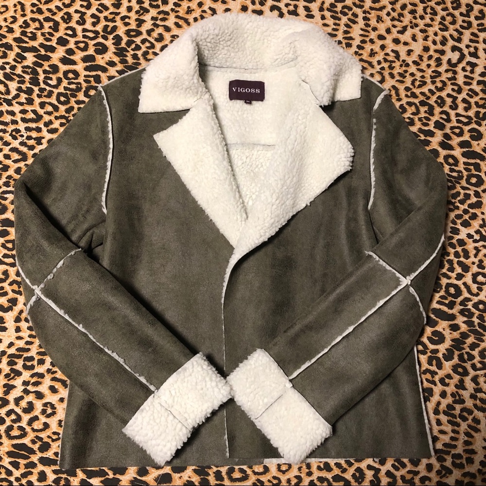 Faux Suede Aviator Jacket